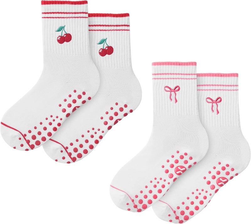 CoolMate Store Pilates Socks with Grips for Women, Yoga Socks, Crew Non Slip Women for Barre, Pilates Gifts - Image 1